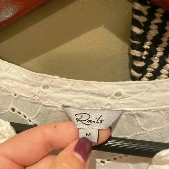 RAILS LAYLA WHITE FLOWY EYELET DRESS TIERED BRIDAL SIZE M - Picture 4 of 10